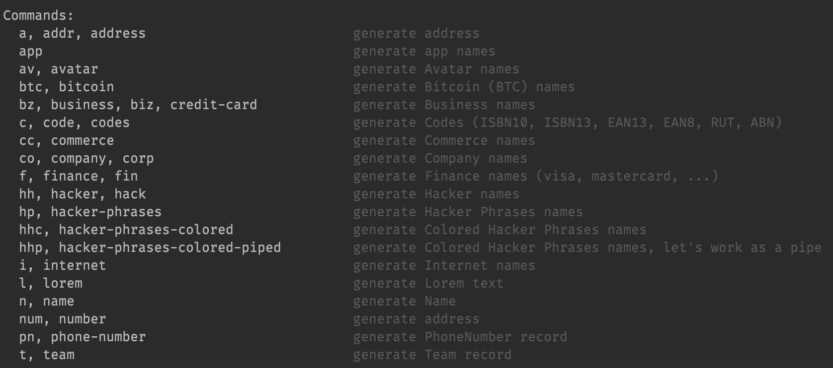 mocker data generator