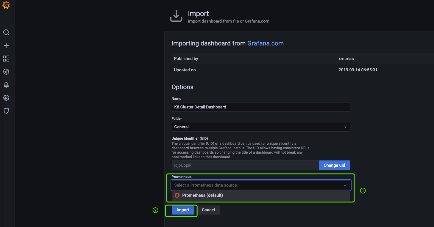 grafana select the data source