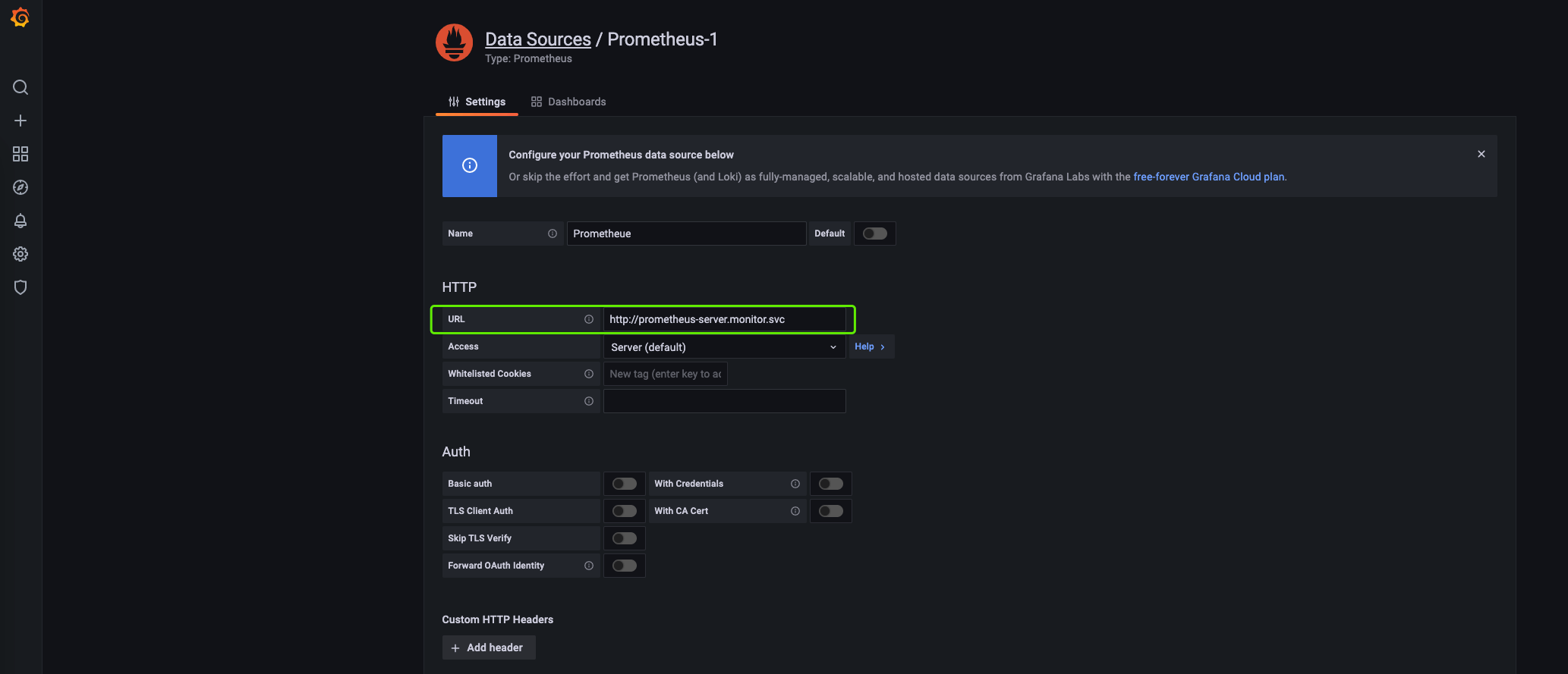 grafana data Sources