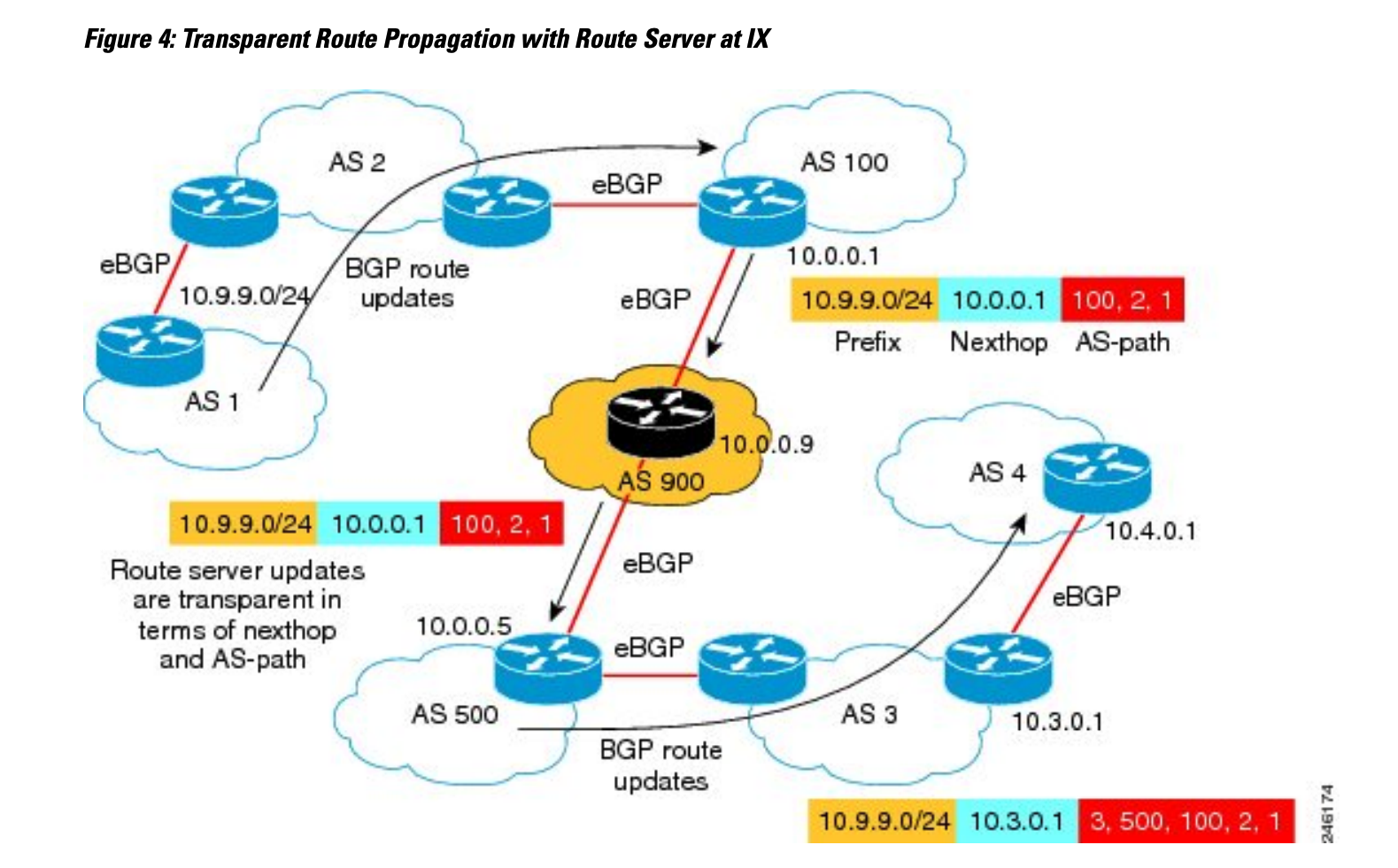 transparent route propagation implemented by route server