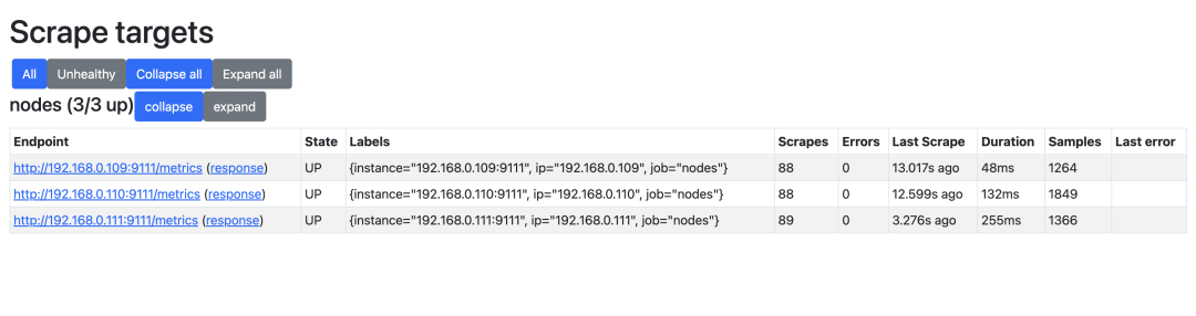 targets endpoint