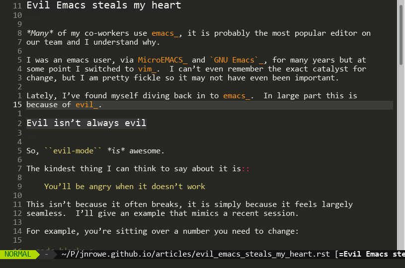 Evil Emacs steal my heart