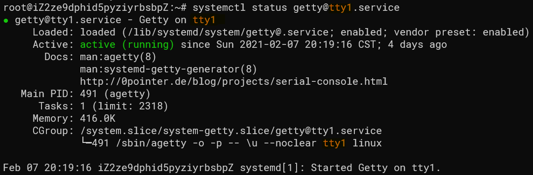 systemctl status getty@tty1.service
