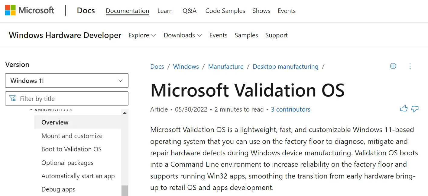 Microsoft Validation OS