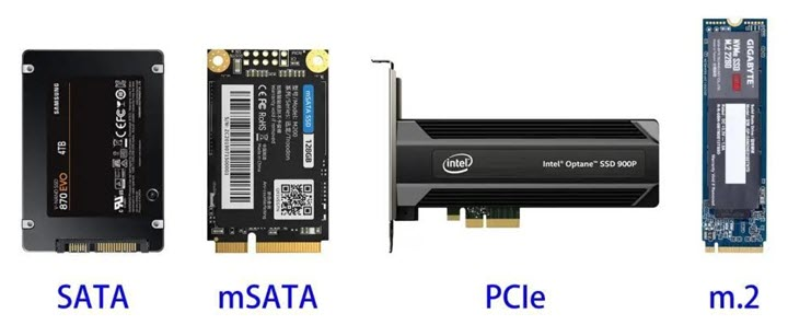 there are four main interfaces for SSDs: SATA, mSATA, PCIe, and m.2