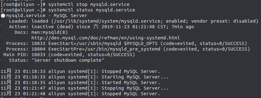 systemctl status mysqld.service 