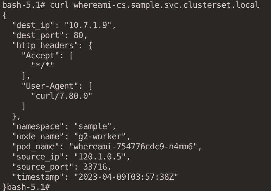 curl whereami-cs.sample.svc.clusterset.local