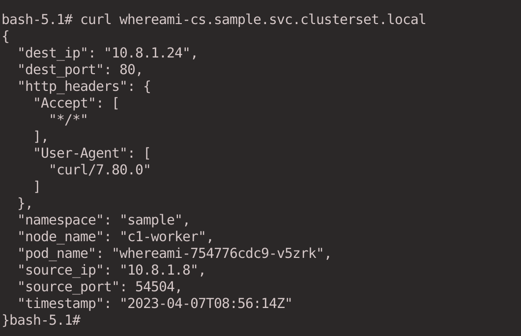 curl whereami-cs.sample.svc.clusterset.local
