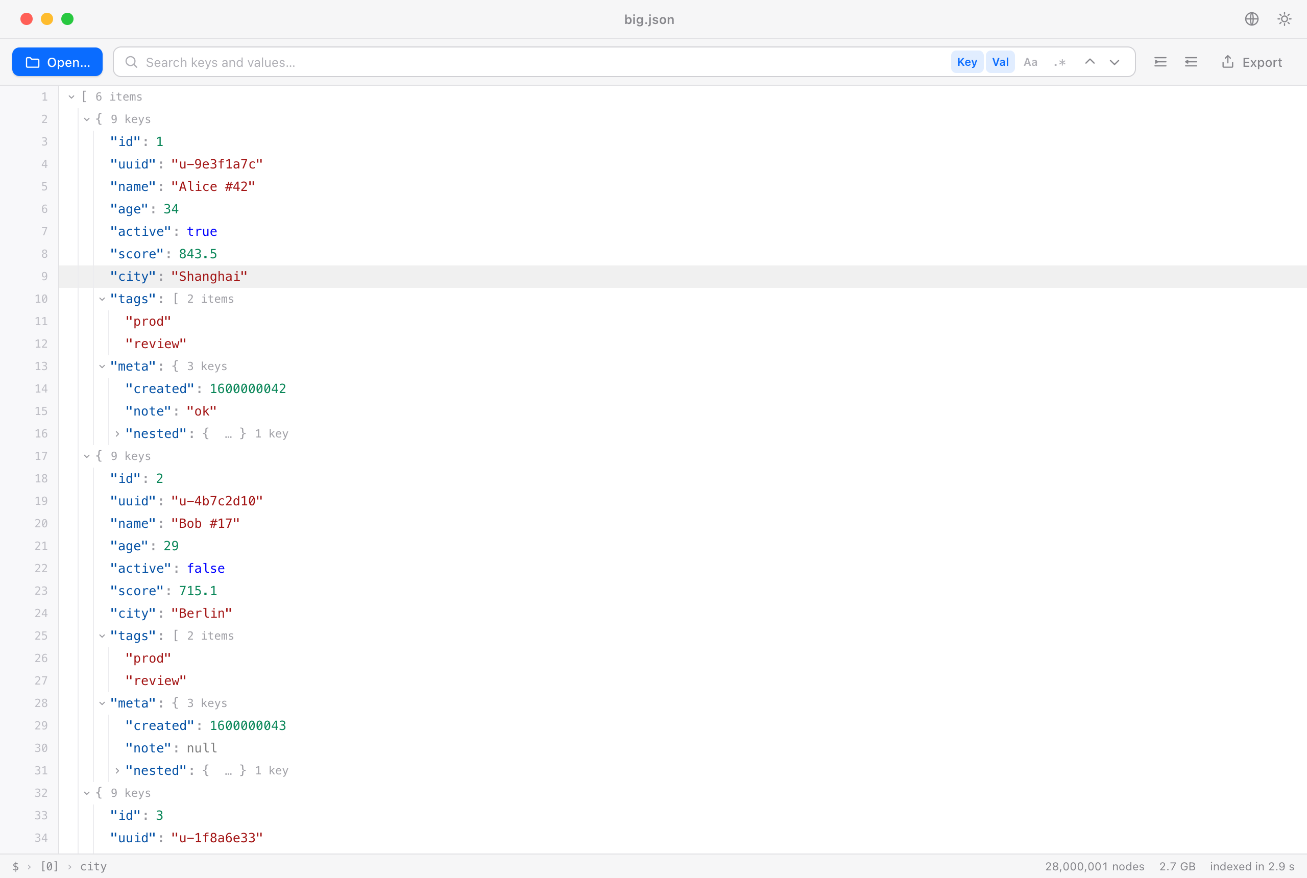 BigJSON — light theme
