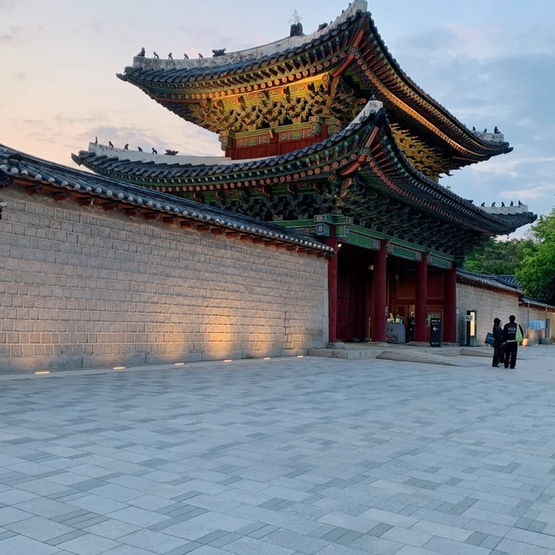 澄み渡る夜空の下、王宮の壁と門が作り出すクリーンなパースペクティブ - 2026年ソウル、夜の王宮を彩る光の祭典。昌慶宮'水光蓮花'完全ガイド