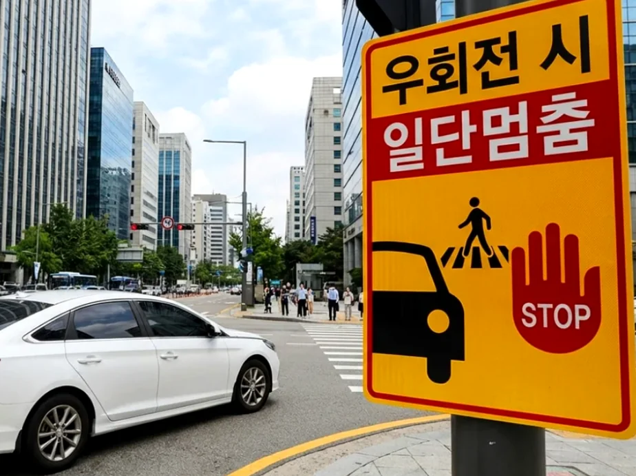A focused traffic officer in a crisp uniform managing the flow of vehicles at a sun-drenched urban crossing - Navigating the Pause: The Essential 2026 Guide to Korea’s Right-Turn Regulations
