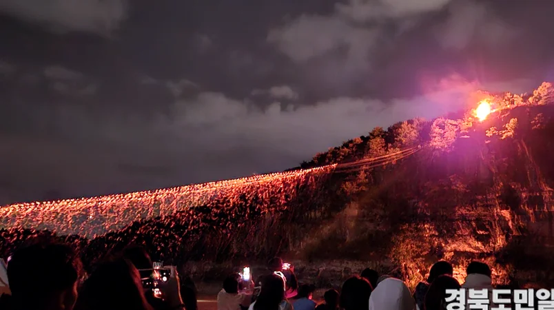 A detailed look at the traditional charcoal pouches suspended on hemp ropes - A Symphony of Falling Stars: The 450-Year-Old Fire Ritual of Andong Hahoe Village