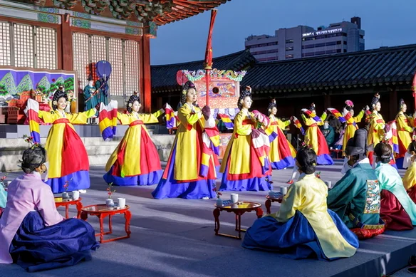 Dancers performing the traditional Hyangbalmu with rhythmic precision - Royal Filial Piety Reimagined: The 2026 Changgyeonggung Yayeon Night Banquet