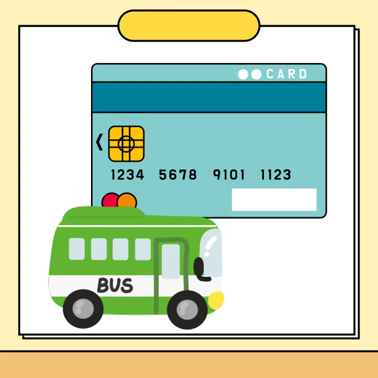 Clean illustration of a green bus and a transport card interaction. - Seamless Journeys Across Urban Korea: K-Pass for the Modern Expat