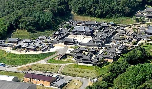 A majestic staircase leading up to a grand royal hall under a clear blue sky - Cinematic Grandeur: Architectural Time Travel at Yongin Daejanggeum Park