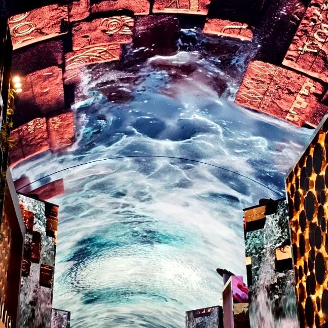 The mesmerizing digital ocean where a colossal whale glides through waves of light, showcasing the high-definition artistry that serves as the essence of this cultural landmark. - Neon Gastronomy: The Inspire Aurora Night Market Lifestyle Guide