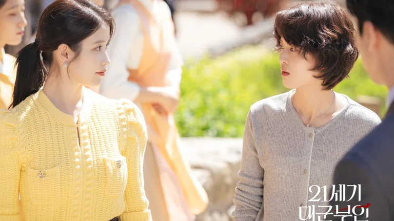 Characters engaging in an earnest conversation outdoors, beautifully illuminated by natural light and captured with superior clarity. - 21st Century Grand Prince's Lady: A Royal Romance Redefined (K-Drama Review)