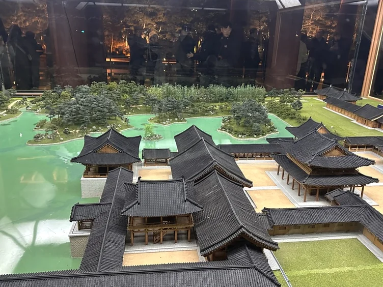 An intricate architectural model showing the full restoration of the Silla palace complex during its peak - Beyond the Moonlight: The Timeless Allure of Gyeongju Donggung Palace and Wolji Pond
