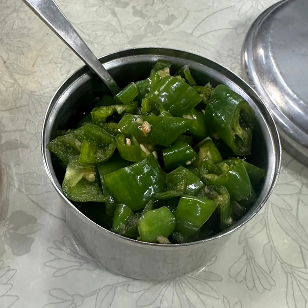 Spicy and crunchy chopped chili side dish, excellent as an accompaniment - Samcheongdong Sujebi: A Michelin-Recognized Taste of Traditional Korean Hand-Pulled Dough Soup in Seoul