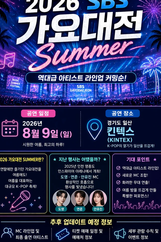 The official main promotional poster maximizing the brilliance of a summer festival - Experience the Hottest K-Pop Festival: 2026 SBS Gayo Daejeon Summer at KINTEX