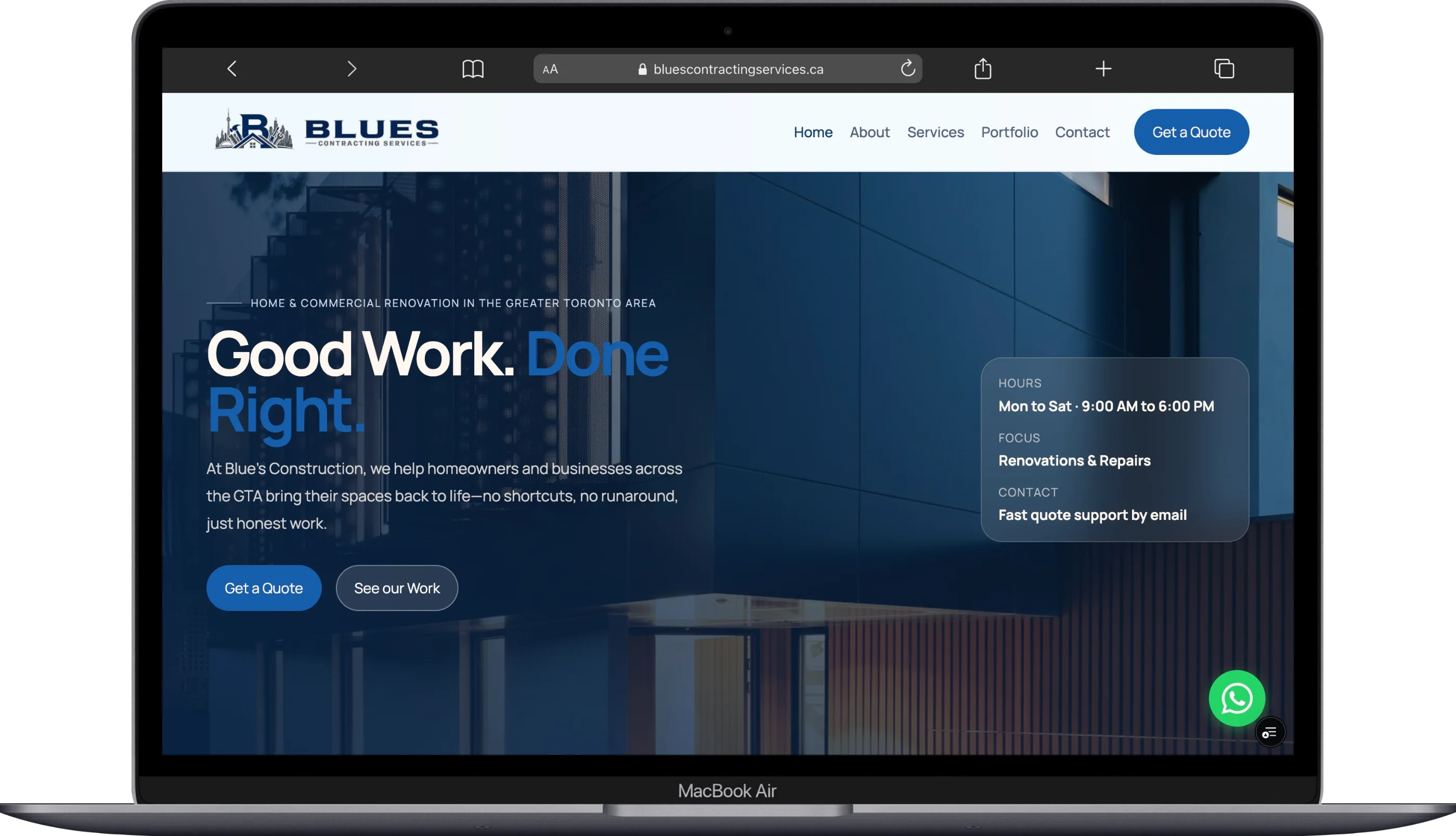 Blues Contracting Services Website
