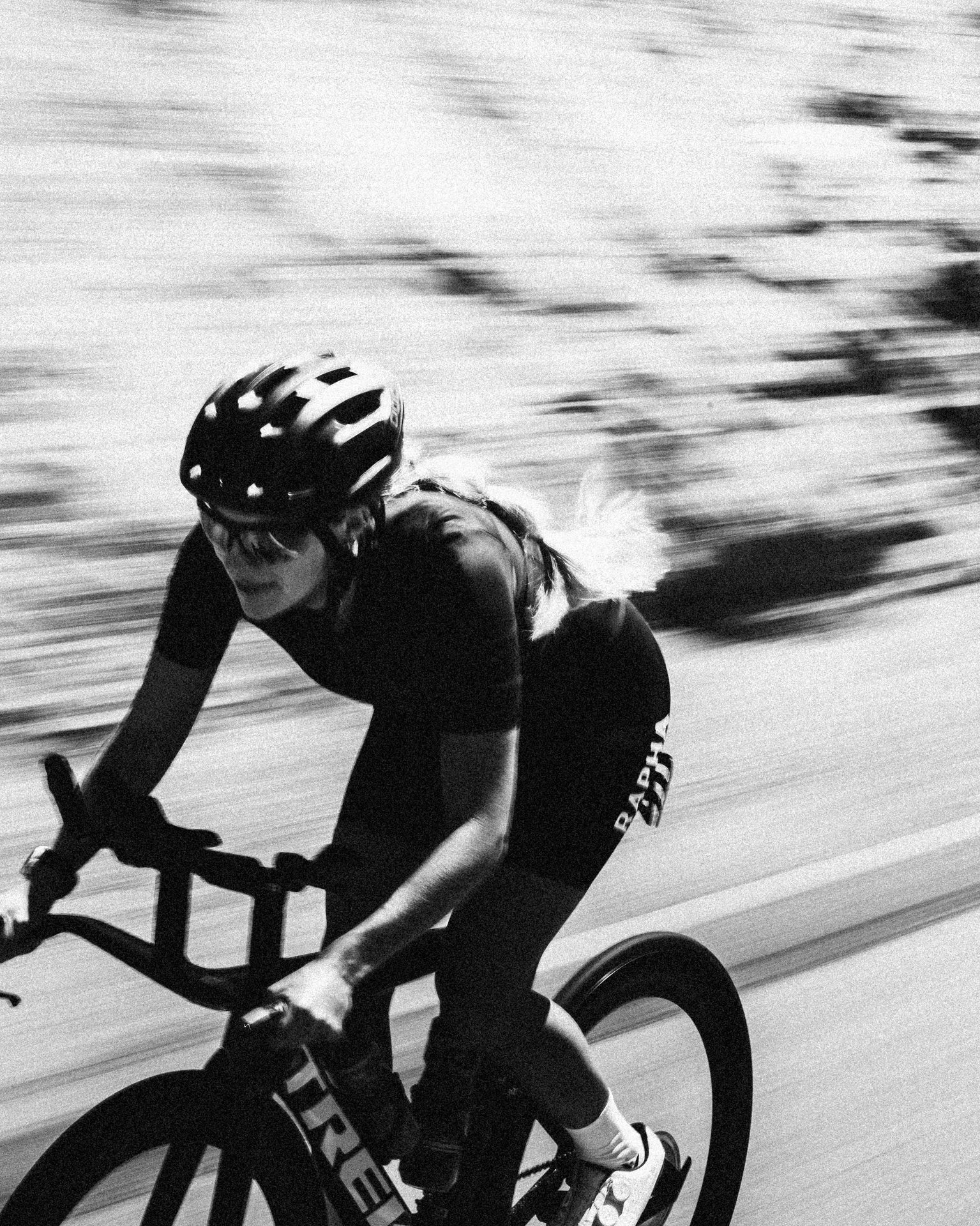 Athlete in motion — black and white