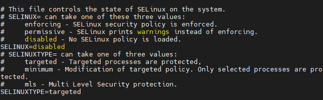 图8 修改SELINUX配置