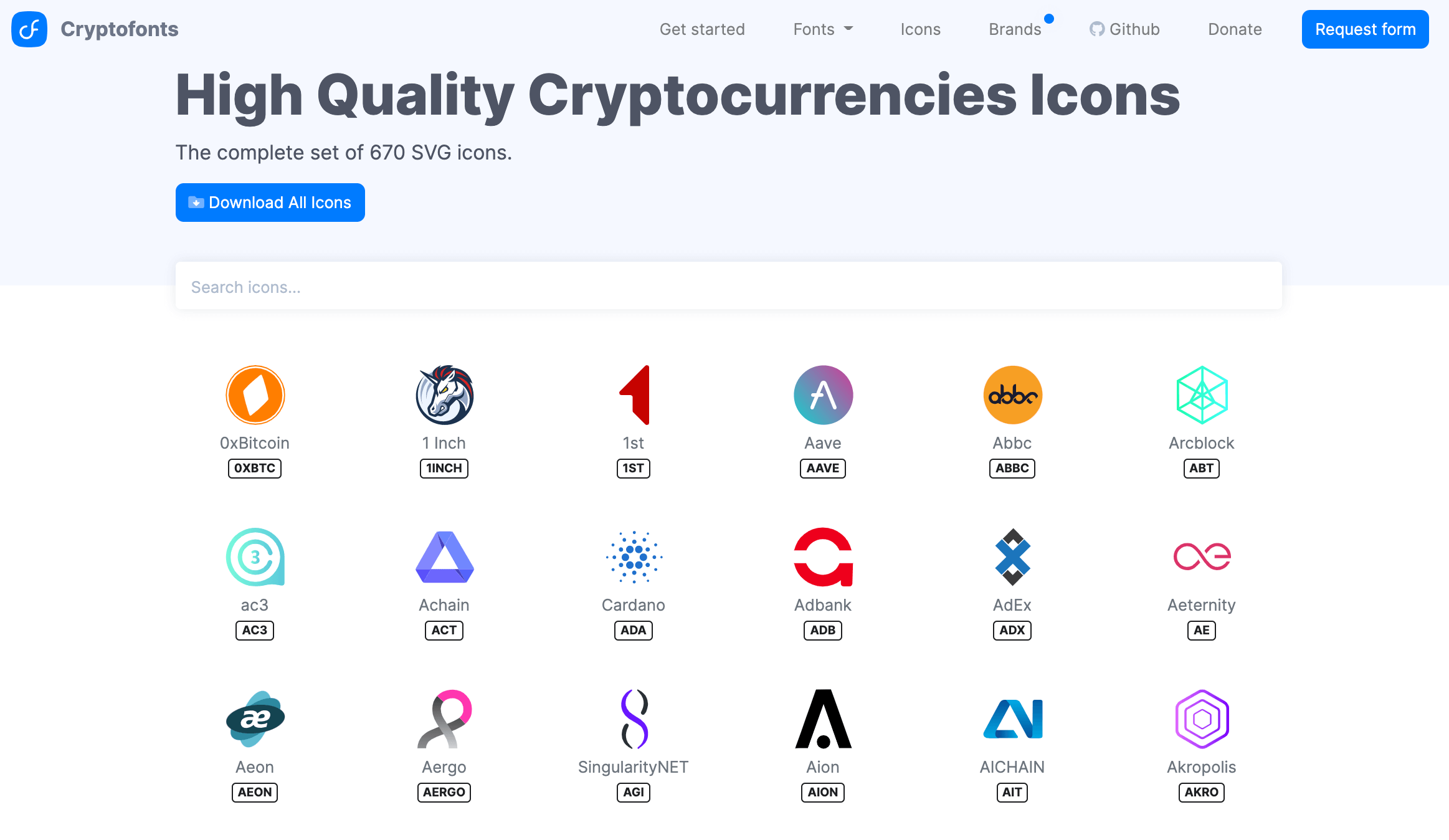 CryptoFont - Cryptocurrency icons and webfont