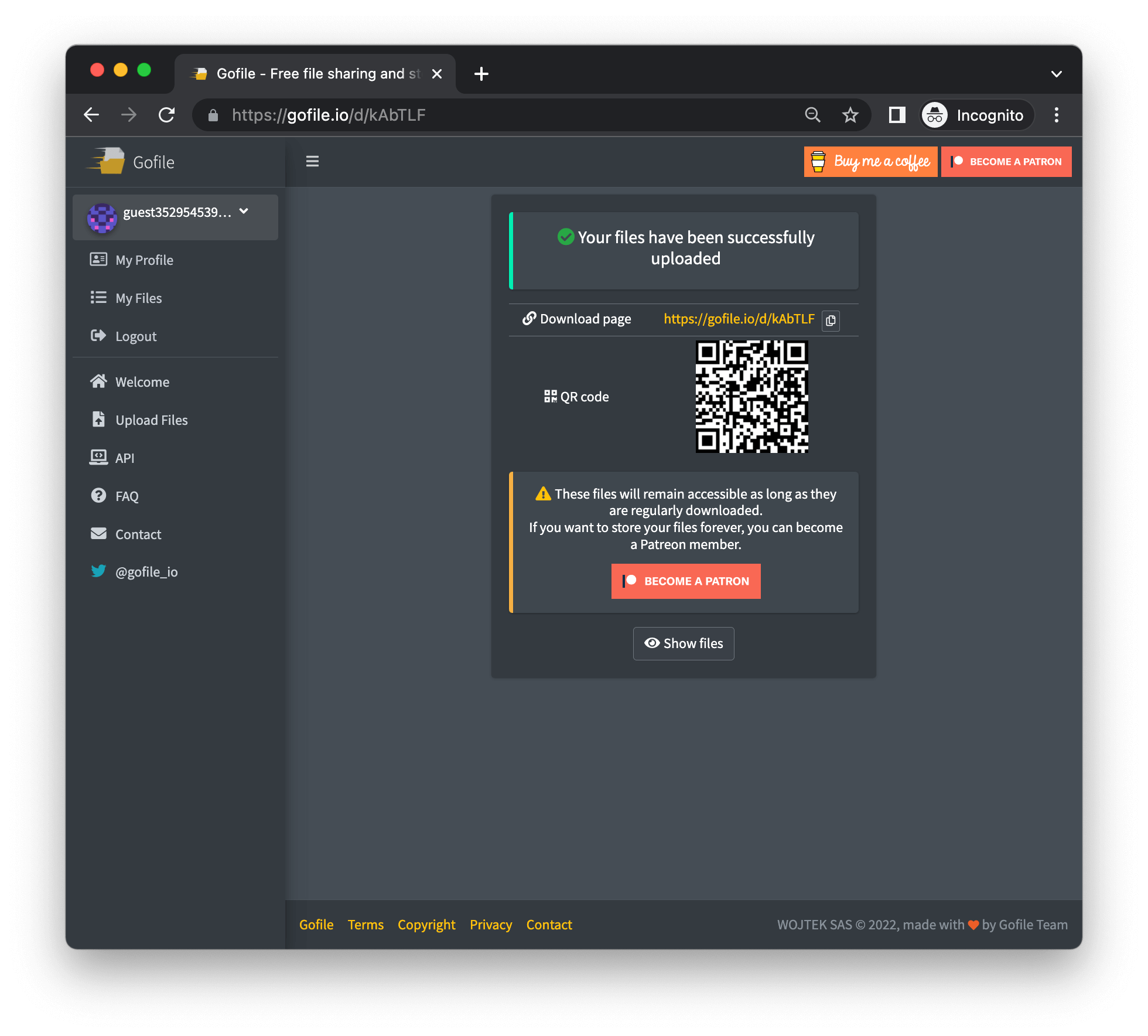 Gofile - Free file sharing and storage platform