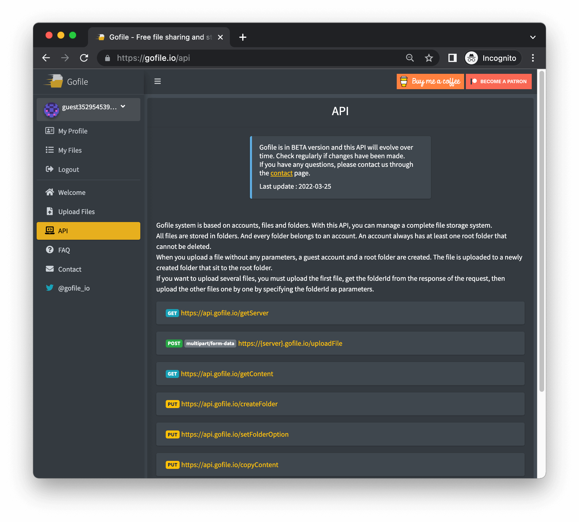 Gofile - Free file sharing and storage platform