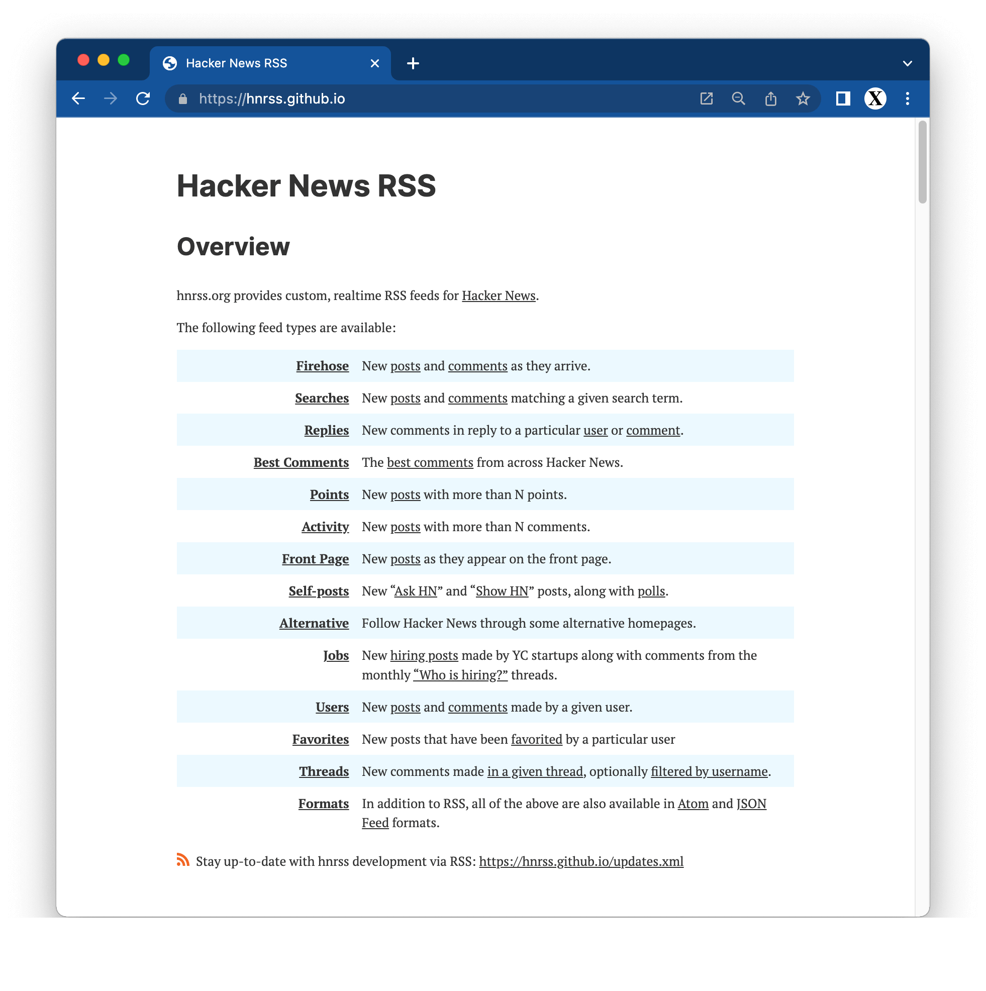 Hacker News RSS