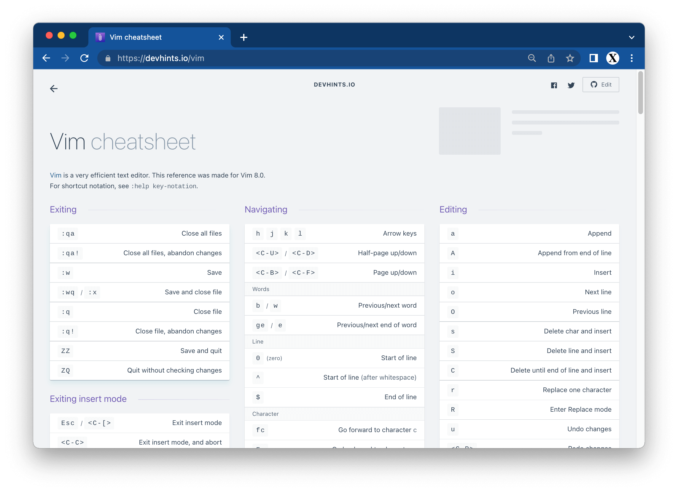 Devhints — TL;DR for developer documentation