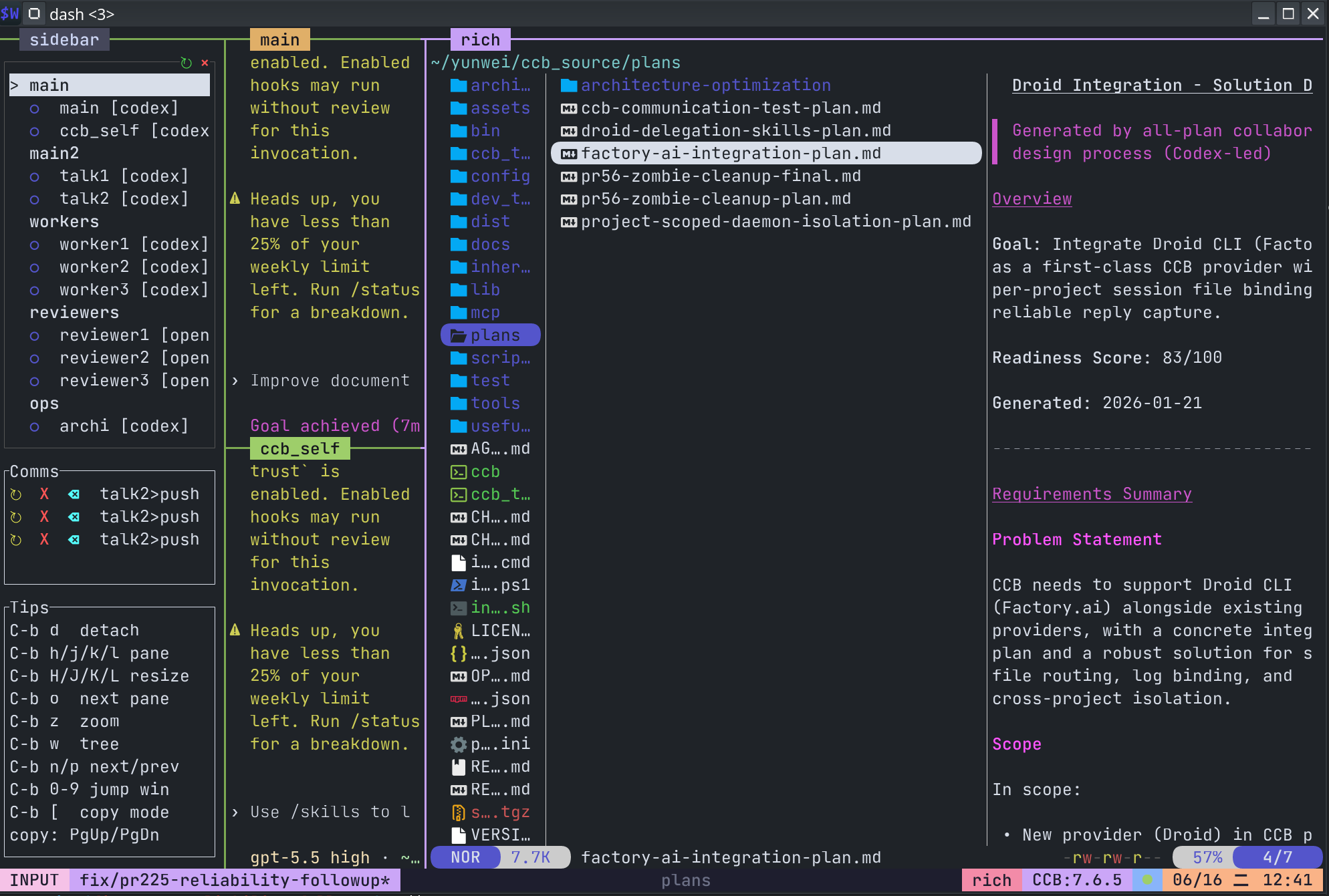 CCB rich media workbench using Yazi preview in WezTerm