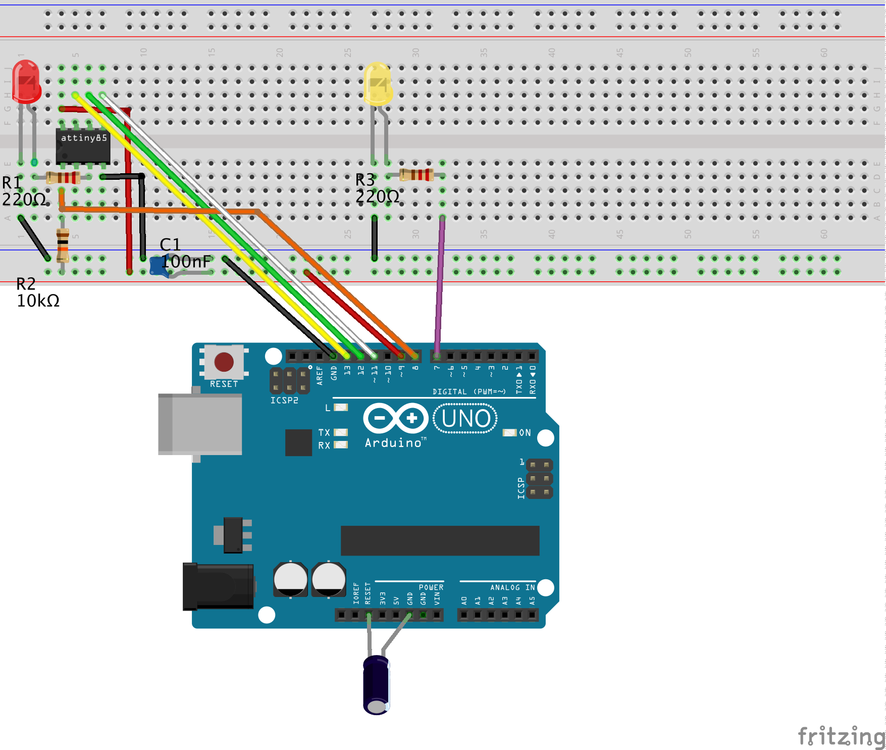 Hardware setup as Fritzing sketch