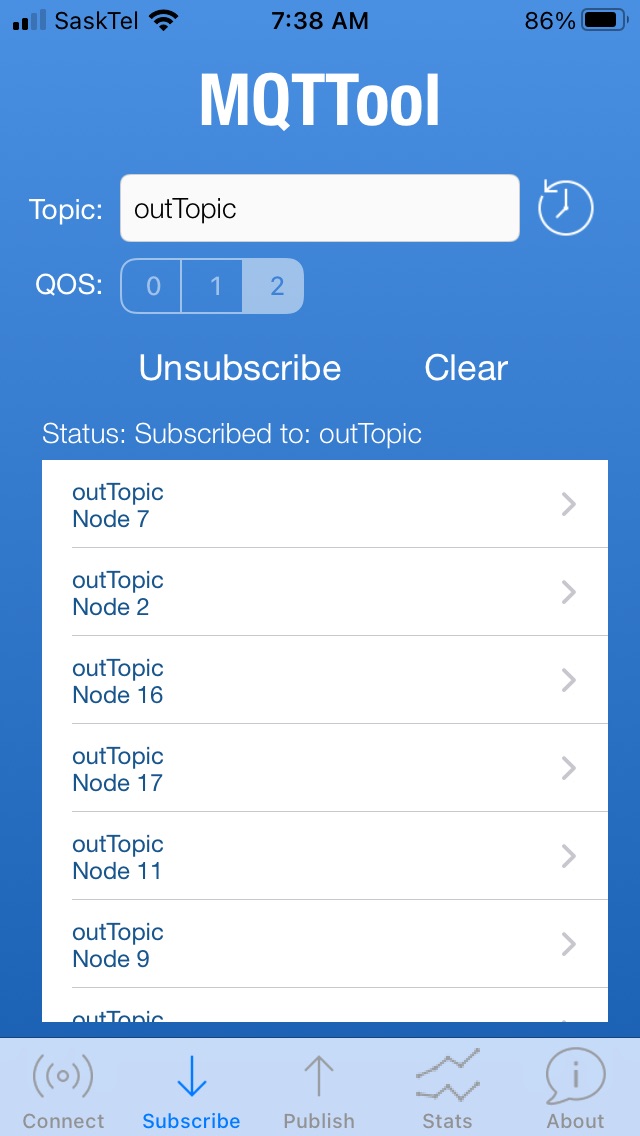 IOS app MQTTool receiving data from Arduino