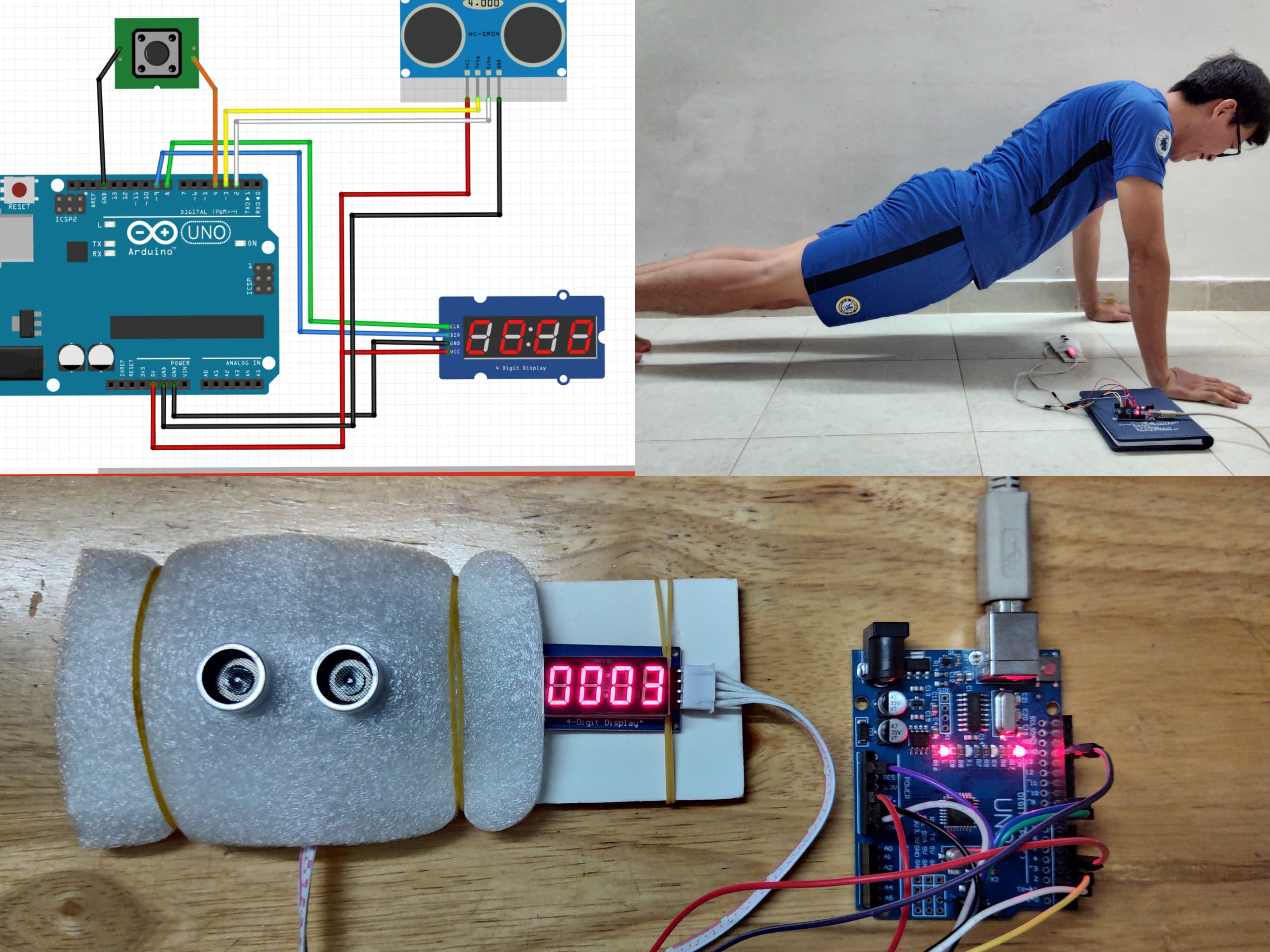 โปรเจกต์ Push-up Counter โดยใช้ Arduino และ Ultrasonic Sensor