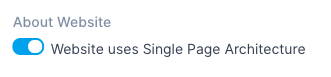 Website uses Single Page Architecture checkbox example