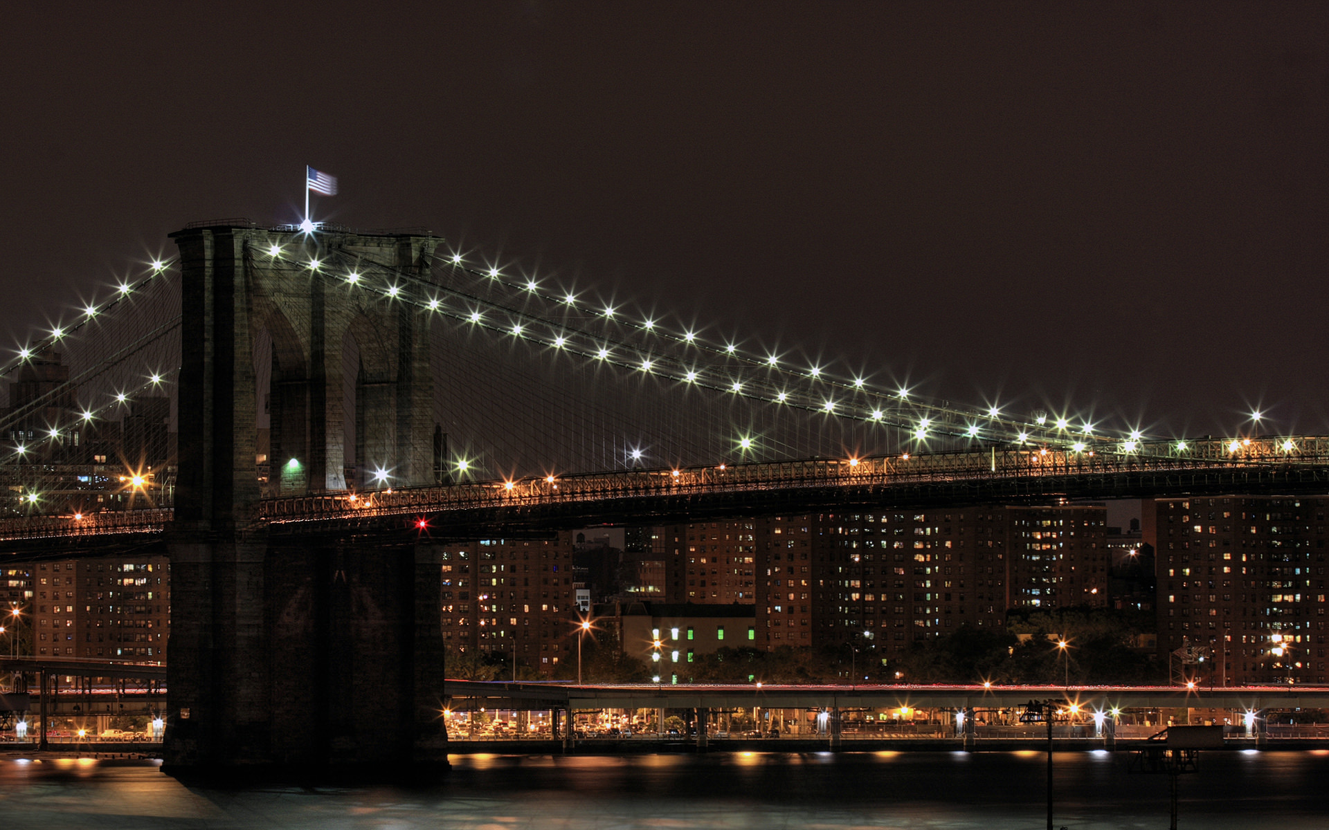 夜晚的布鲁克林大桥高清壁纸