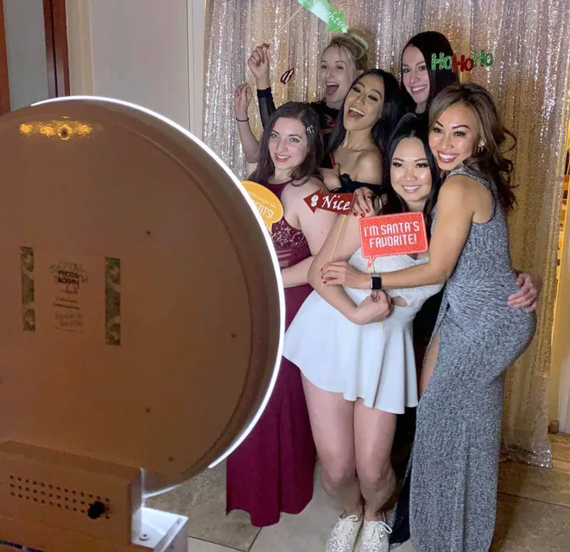 Holiday party photo booth with friends