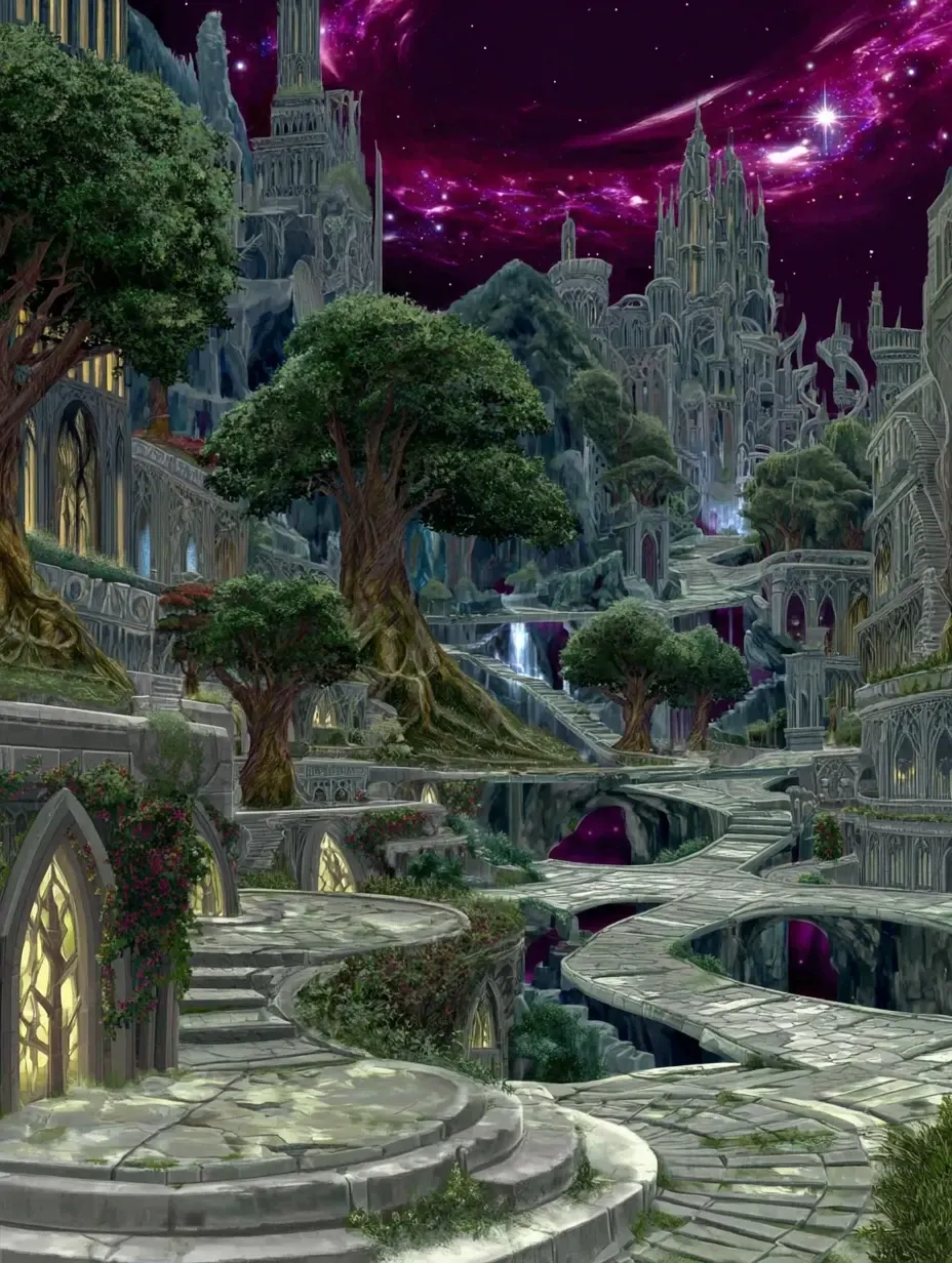 Aurora Citadel - An ancient city built beneath eternal auroras, its stones carved from dreams. Whispers say time flows strangely here. Symbol: Aurora encircling an hourglass.