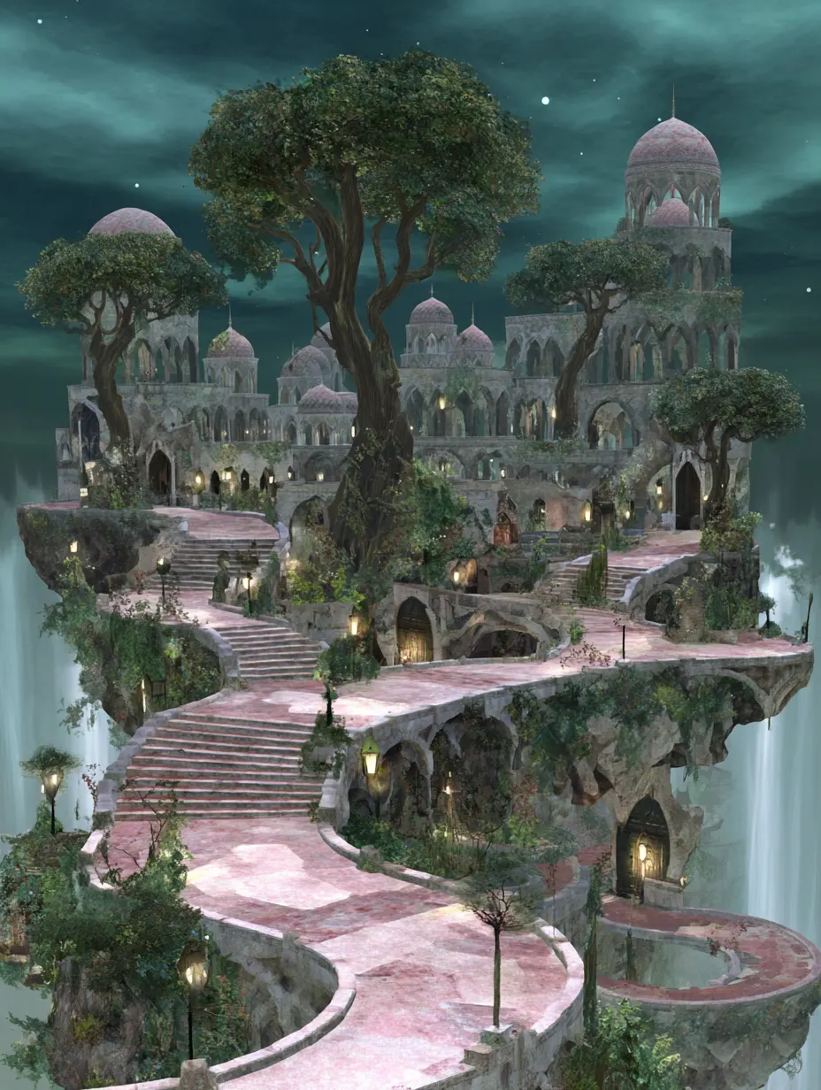 Blossomstone Heights - The stone itself blooms pink, and supports a people secluded in a quiet, scientific love.