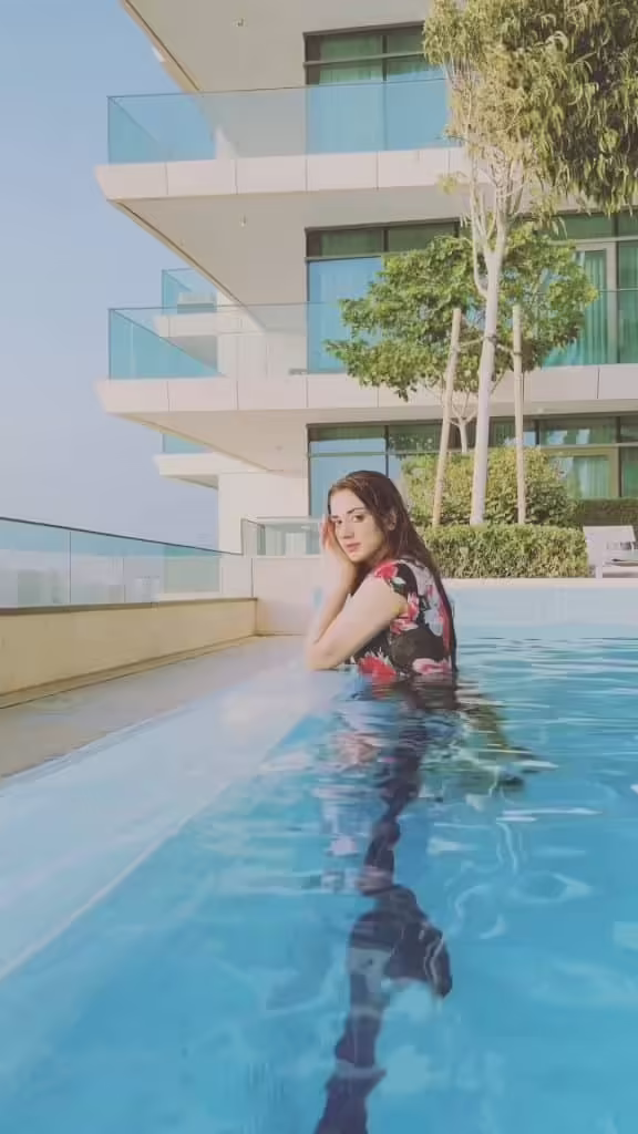 Jannat Mirza Enjoying Her Vacations In Dubai With Pool Time