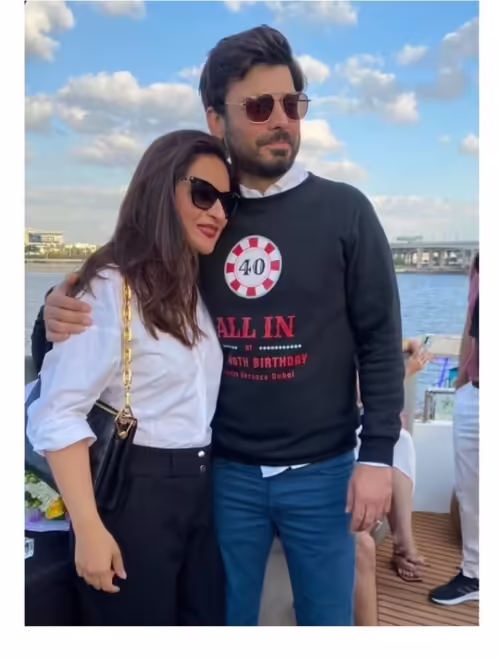 Fawad Khan cuts his 41 birthday cake with wife Sadaf Fawad