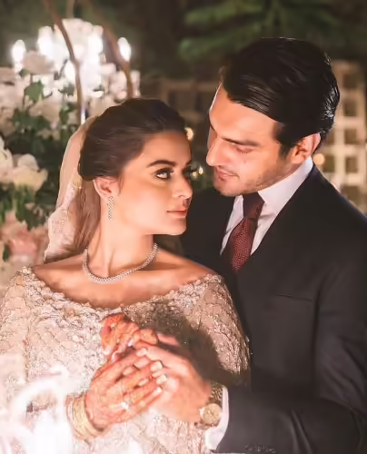 Minal Khan Walima Pictures With Her Husband Ahsan Mohsin Ikram