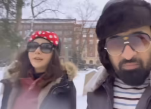 Nida Yasir & Yasir Nawaz Enjoying Snowfall in Finland