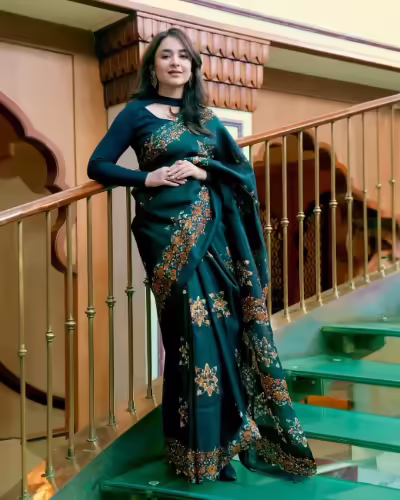 Yumna Zaidi Stuns in a Digital Print Black Saree: Pictures