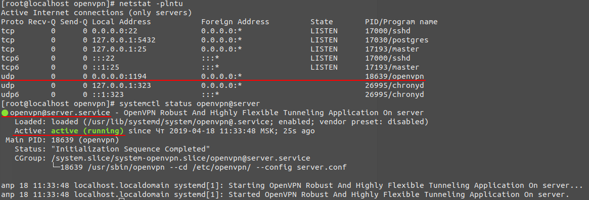 Проверяем, запущен ли OpenVPN