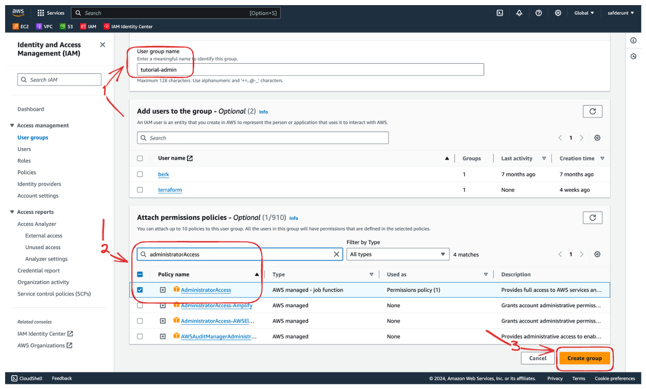 Creating a Service Account on AWS For Terraform