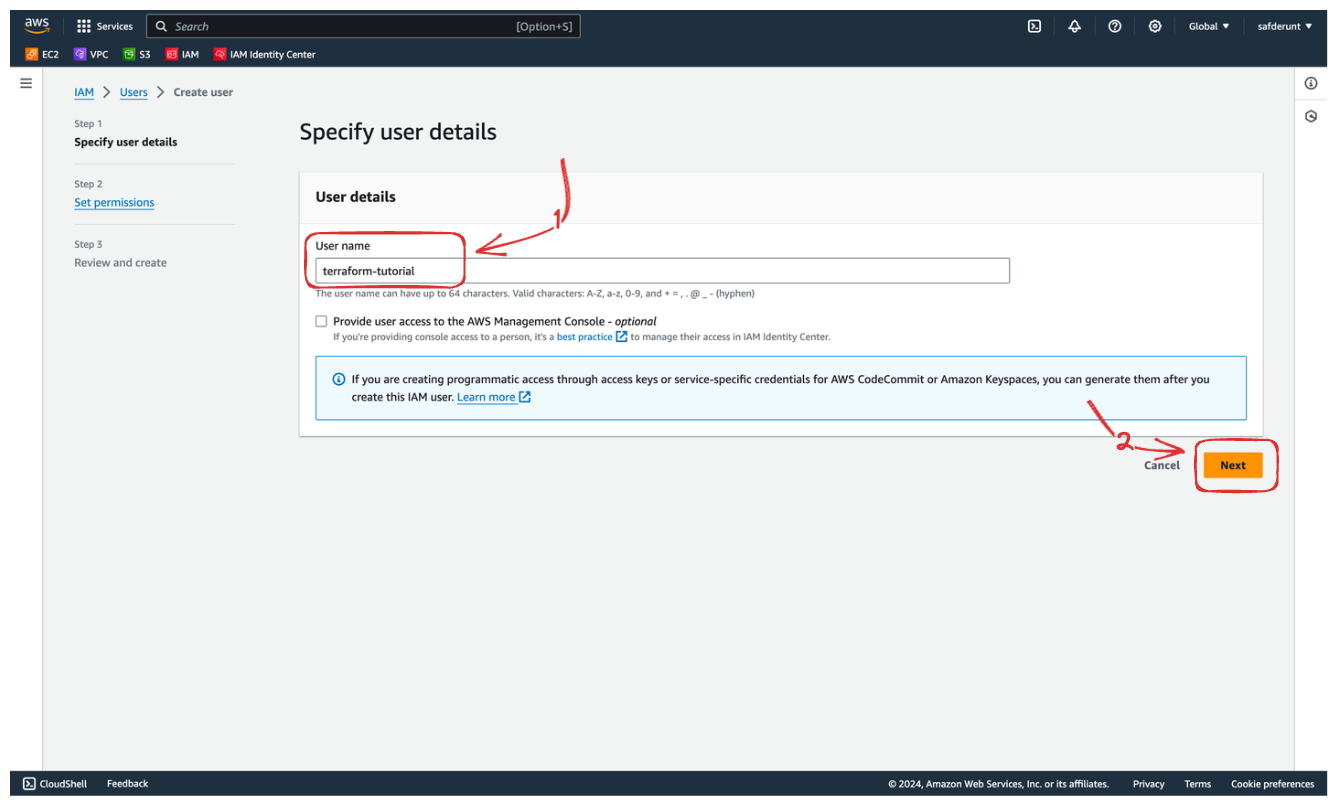 Creating a Service Account on AWS For Terraform