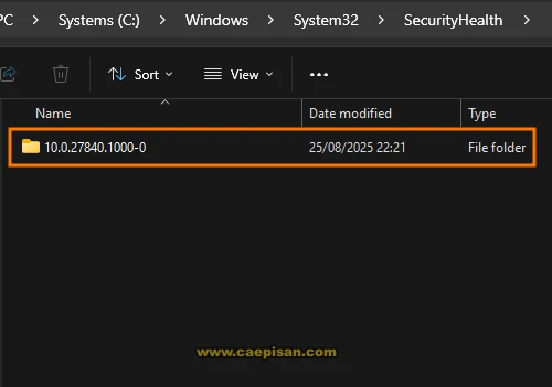 Folder Windows Security ada